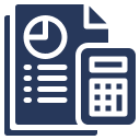 paper and calculator blue icon
